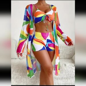 Colorful Women's 3pc Swim Set, Size M/6